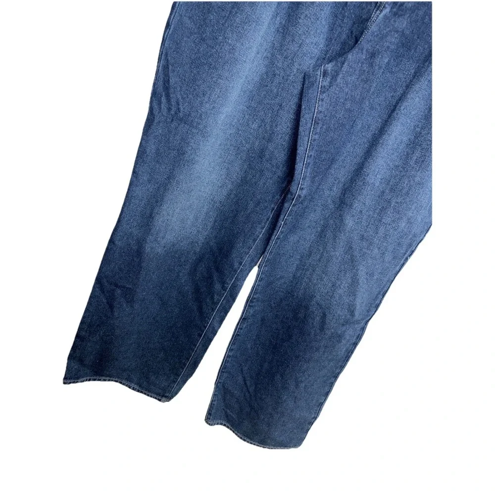 NWT Wonderly High Rise Wide Leg Jeans 16 Tall Long Dark Wash 100% Cotton Pleated